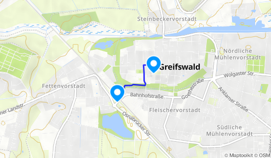 Kartenausschnitt Greifswald